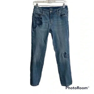 G.H Bass boyfriend floral embroidered jeans 4